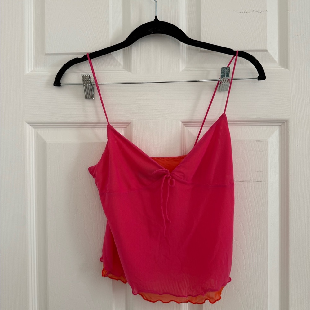 White Fox Boutique Pink and Orange Tank Top